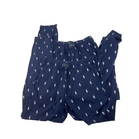 Lot of 2 Polo Ralph Lauren Mens S Navy Sleep Pants S 100% Cotton & Elastic Waist - Picture 2 of 7